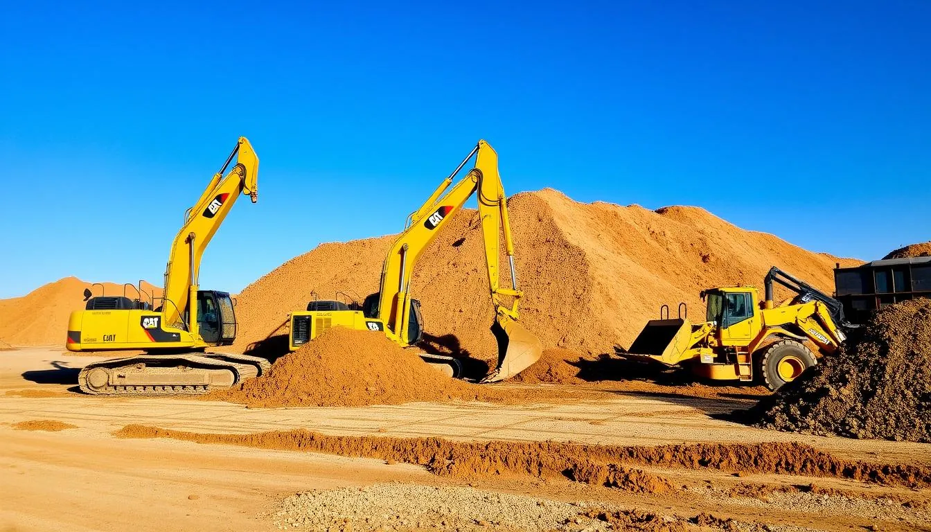 Excavadoras realizando movimiento de tierra